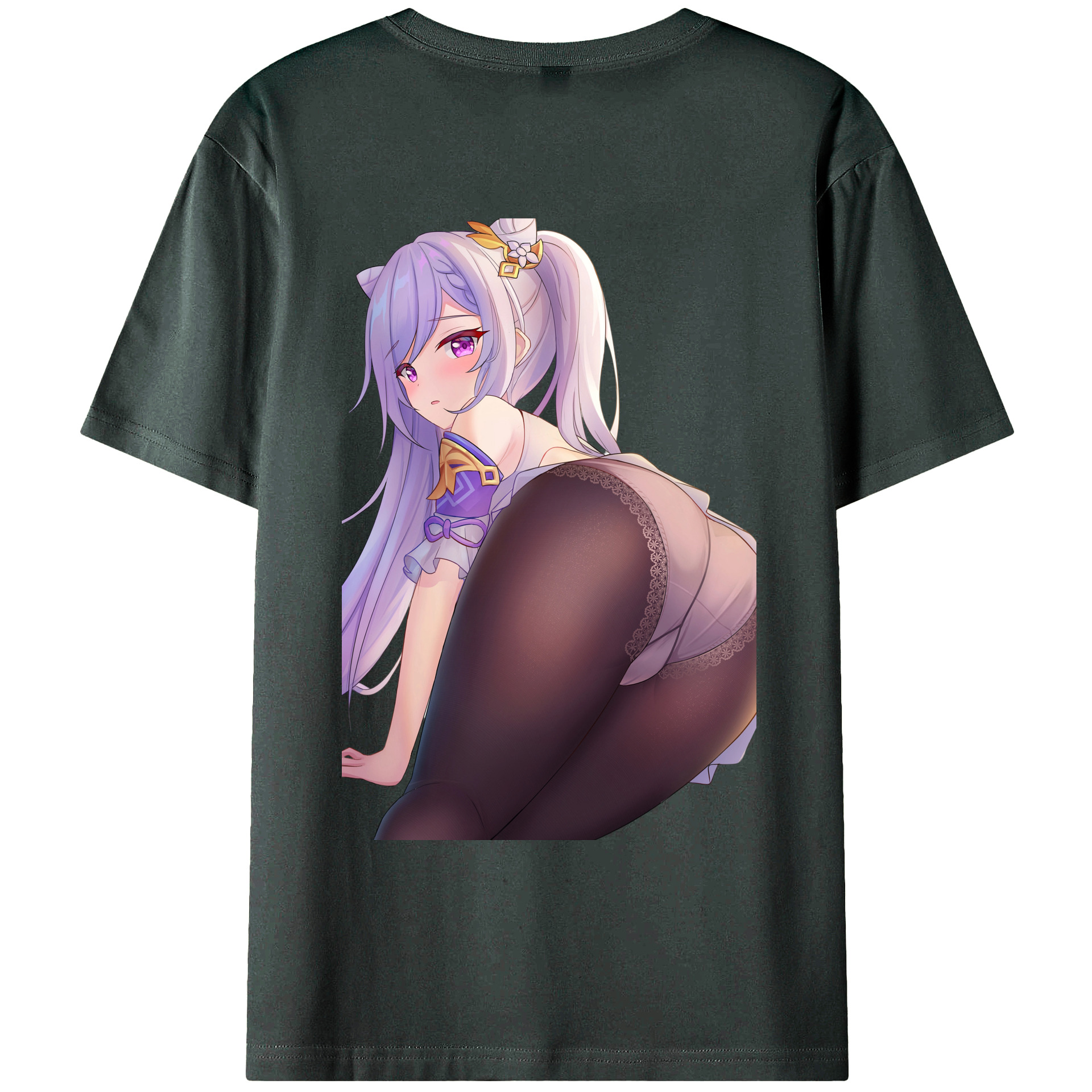 げんし神 刻晴 こくせい genshin Kokusei 綿100％ メンズ半袖Tシャツ（バックプリント） 通気性
